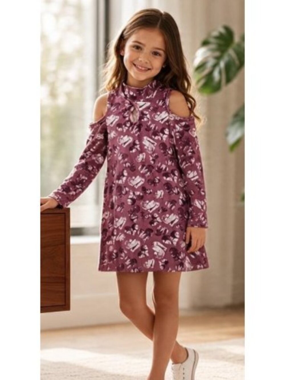 MY MICHELLE Floral Print Boho Dress with Fringed Crochet Vest Girls Size 10